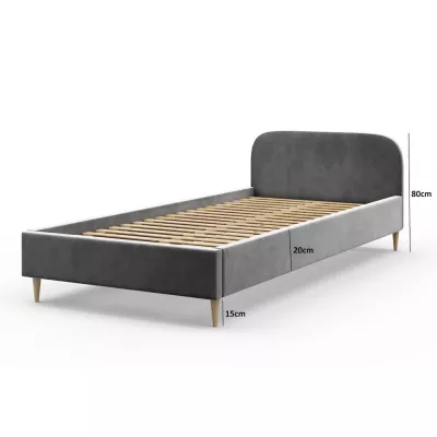 Čalúnená posteľ s úložným priestorom LETICIA 2 - 90x200, tmavo šedá