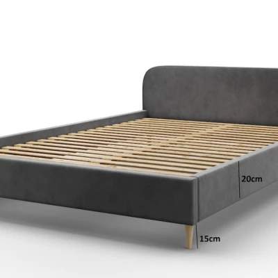 Čalúnená posteľ s úložným priestorom LETICIA - 160x200, tmavo šedá