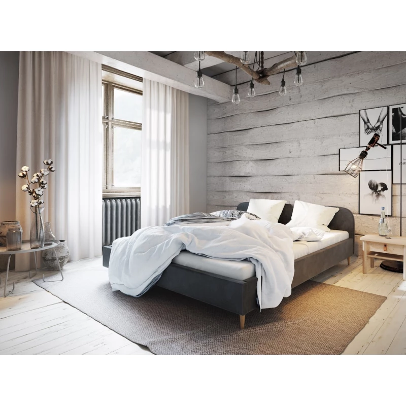 Čalúnená posteľ s úložným priestorom LETICIA 2 - 180x200, tmavo šedá