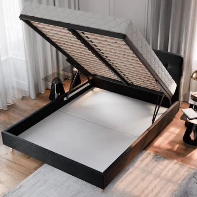 Čalúnená posteľ s úložným priestorom LETICIA 2 - 140x200, šedá