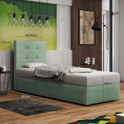 Čalúnená posteľ s úložným priestorom DELILAH 1 COMFORT - 80x200, pravá, šedá