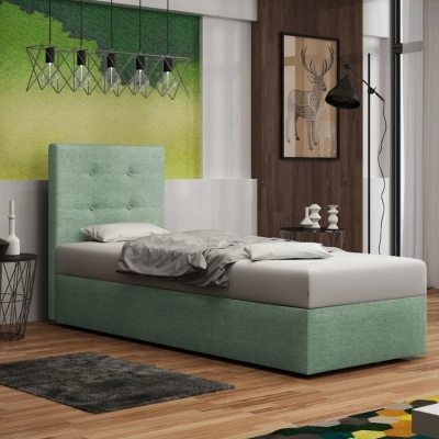 Čalúnená posteľ s úložným priestorom DELILAH 1 - 80x200, ľavá, svetlo zelená