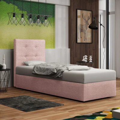 Čalúnená posteľ s úložným priestorom DELILAH 1 COMFORT - 90x200, ľavá, ružová