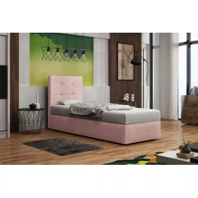 Čalúnená posteľ s úložným priestorom DELILAH 1 COMFORT - 90x200, ľavá, ružová