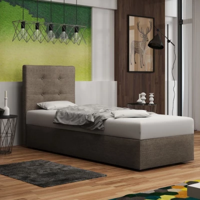 Čalúnená posteľ s úložným priestorom DELILAH 1 COMFORT - 90x200, ľavá, svetlo hnedá