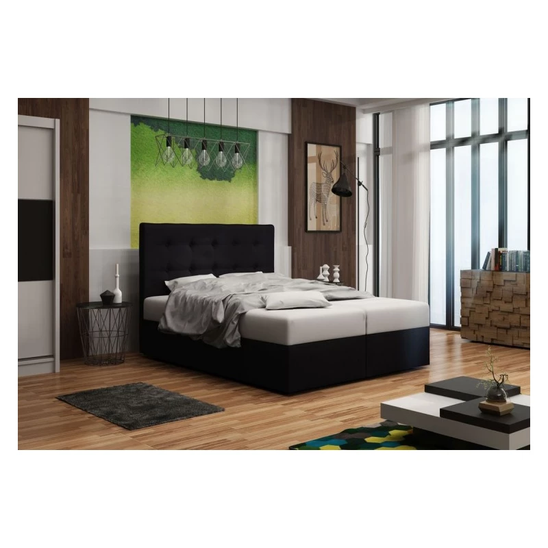 Čalúnená posteľ s úložným priestorom DELILAH 1 COMFORT - 200x200, čierna