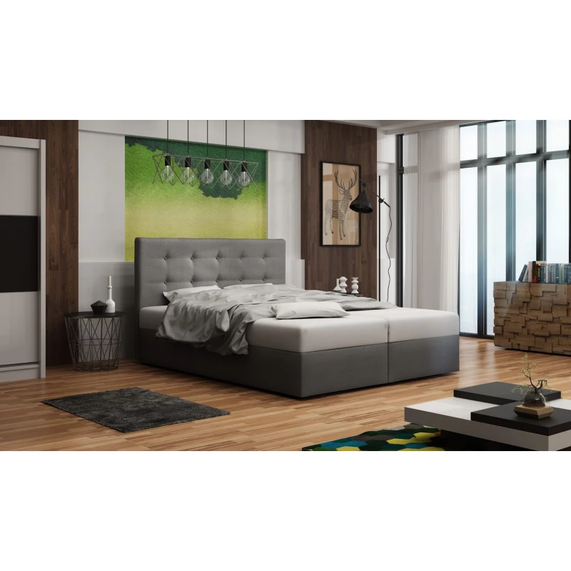 Čalúnená posteľ s úložným priestorom DELILAH 1 COMFORT - 200x200, svetlo šedá
