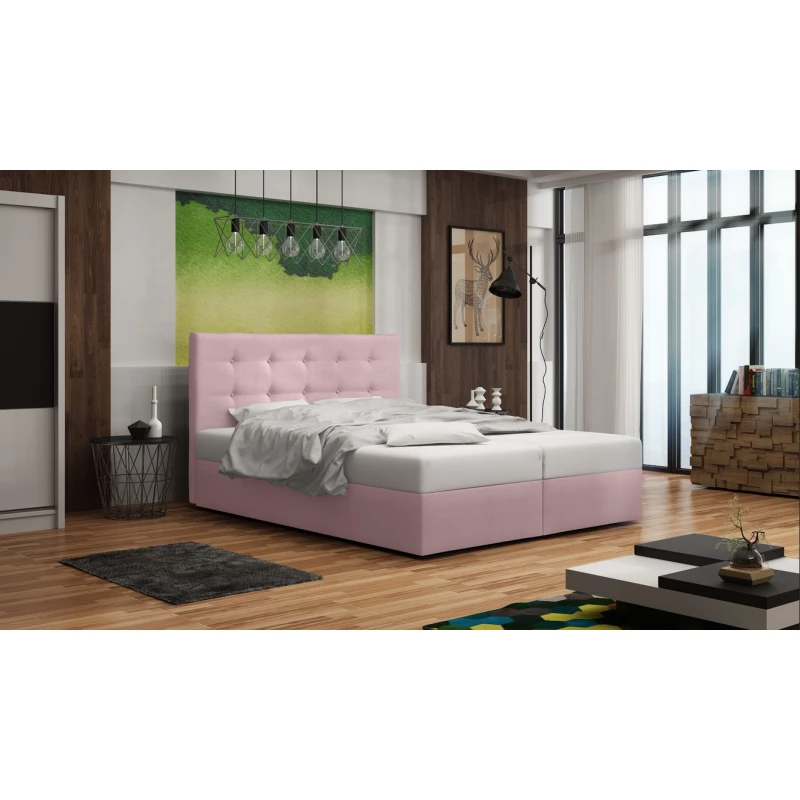 Čalúnená posteľ s úložným priestorom DELILAH 1 COMFORT - 200x200, ružová