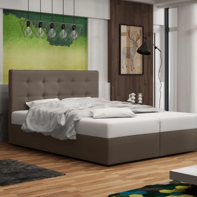 Čalúnená posteľ s úložným priestorom DELILAH 1 COMFORT - 200x200, svetlo hnedá