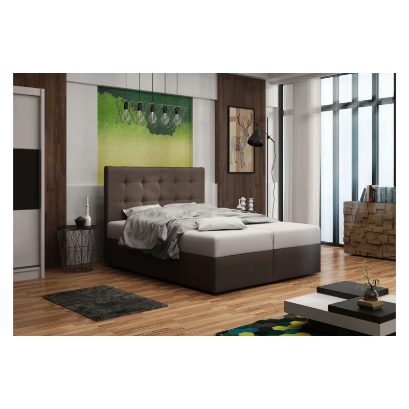 Čalúnená posteľ s úložným priestorom DELILAH 1 COMFORT - 200x200, hnedá