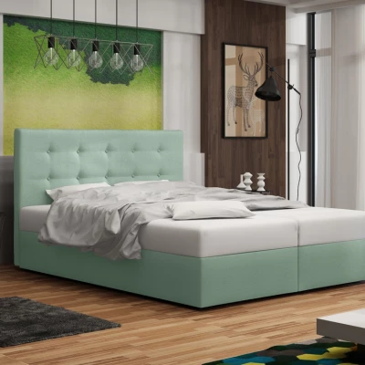 Čalúnená posteľ s úložným priestorom DELILAH 1 COMFORT - 200x200, svetlo zelená