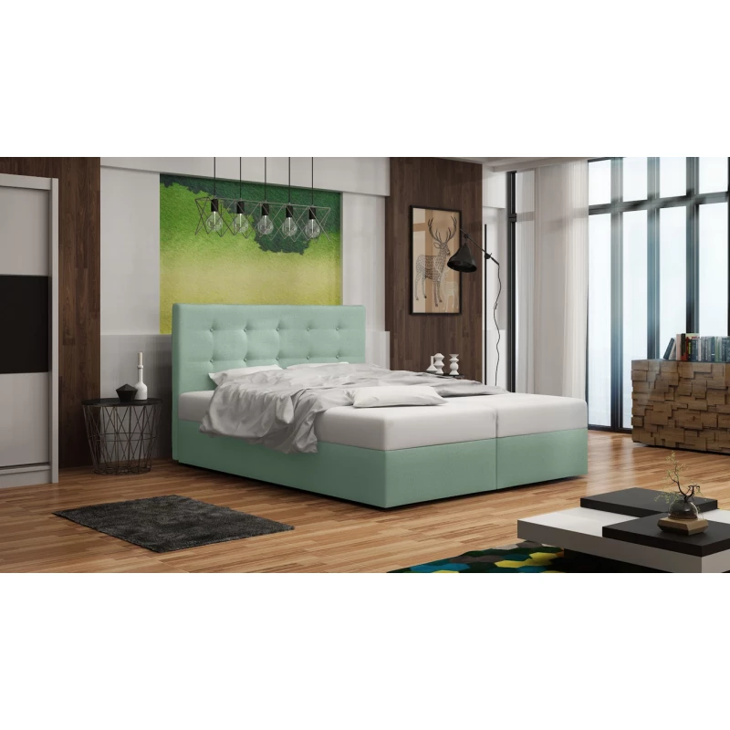 Čalúnená posteľ s úložným priestorom DELILAH 1 COMFORT - 200x200, svetlo zelená
