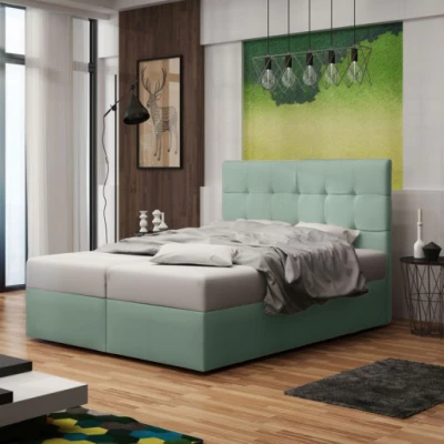 Čalúnená posteľ s úložným priestorom DELILAH 2 COMFORT - 200x200, svetlo zelená