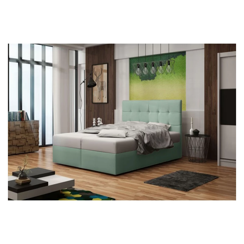 Čalúnená posteľ s úložným priestorom DELILAH 2 COMFORT - 160x200, svetlo zelená