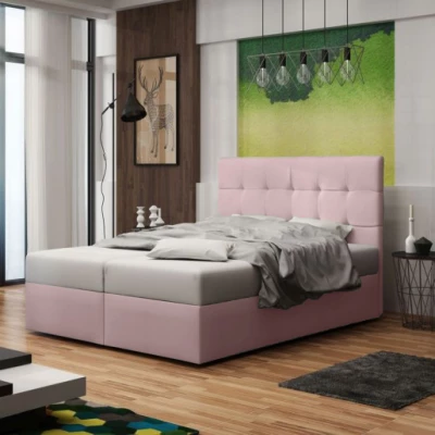 Čalúnená posteľ s úložným priestorom DELILAH 2 COMFORT - 200x200, ružová