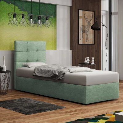 Čalúnená posteľ s úložným priestorom DELILAH 2 - 90x200, pravá, svetlo zelená