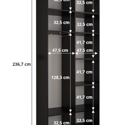 Šatníková skriňa MARIYA 1 - 100 cm, čierna