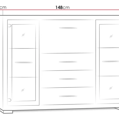 Presklená komoda TRIXA - dub santana
