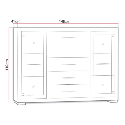 Presklená komoda TRIXA - dub santana