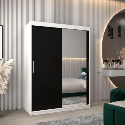 Skriňa s posuvnými dverami v šírke 150 cm TIMEA 2 - biela / čierna