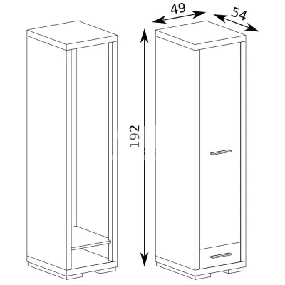 Jednodverová skriňa TRIXA - šírka 49 cm, dub santana