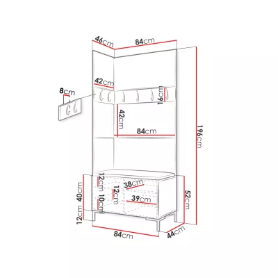 Stena do chodby s čalúnenými panelmi ANDORA 4 - biela / žltá