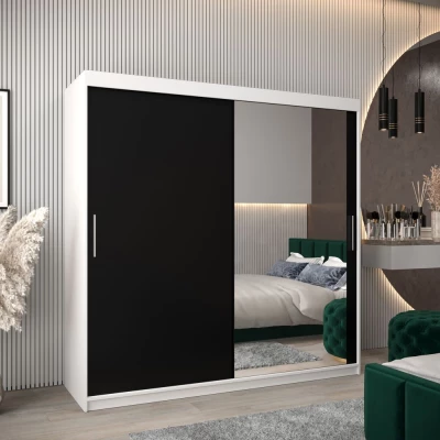 Skriňa s posuvnými dverami v šírke 200 cm TIMEA 2 - biela / čierna