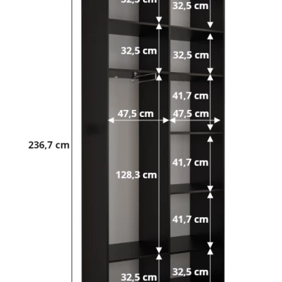 Šatníková skriňa SAVELA 3 - 100 cm, čierna
