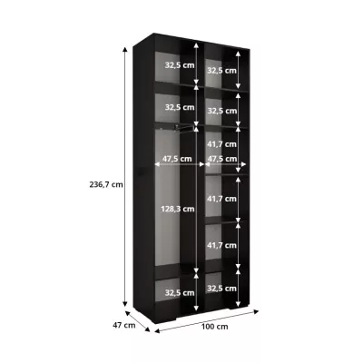 Šatníková skriňa SAVELA 3 - 100 cm, biela