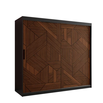 Skriňa s posuvnými dverami MADELEIN 2 - šírka 200 cm, čierna / orech