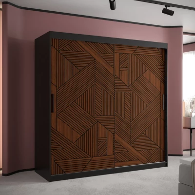 Skriňa s posuvnými dverami MADELEIN 2 - šírka 180 cm, čierna / orech
