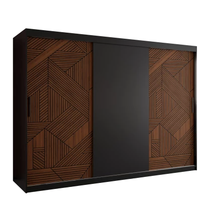 Skriňa s posuvnými dverami MADELEIN 1 - šírka 250 cm, čierna / orech
