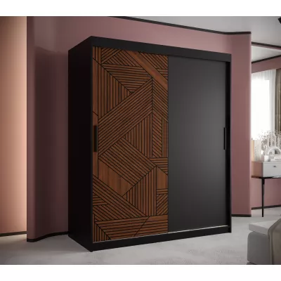 Skriňa s posuvnými dverami MADELEIN 1 - šírka 150 cm, čierna / orech