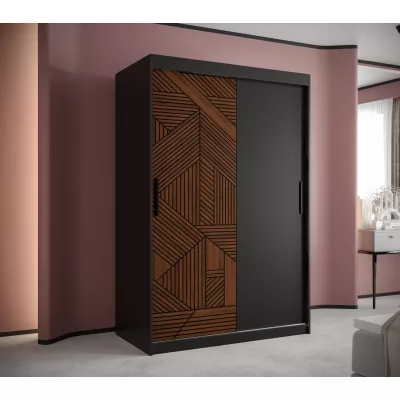 Skriňa s posuvnými dverami MADELEIN 1 - šírka 120 cm, čierna / orech