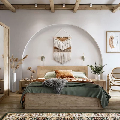 Manželská posteľ s roštom NALDO - 180x200, dub san remo