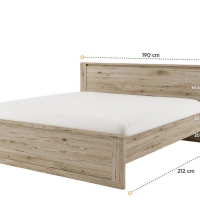 Manželská posteľ s roštom NALDO - 180x200, dub san remo