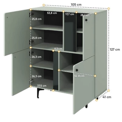 Komoda s dvierkami CYAN - zelená