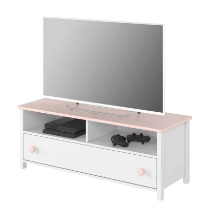 TV stolík do detskej izby LALI - biely / ružový