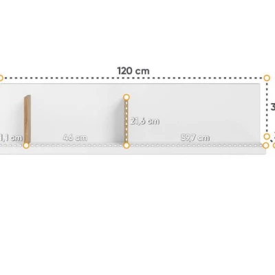Polička na stenu PASTORA - orech hickory / biela