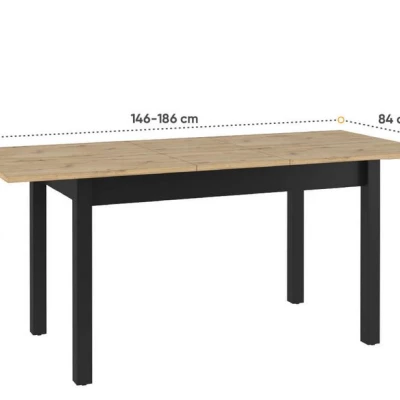 Jedálenský stôl QUINTY - dub artisan / čierny