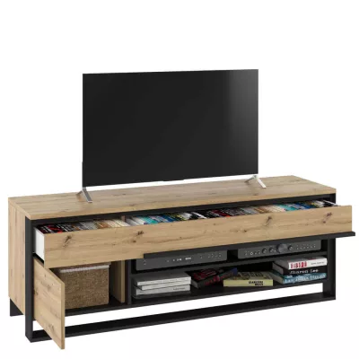 TV stolík do obývačky QUINTY - dub artisan / čierny