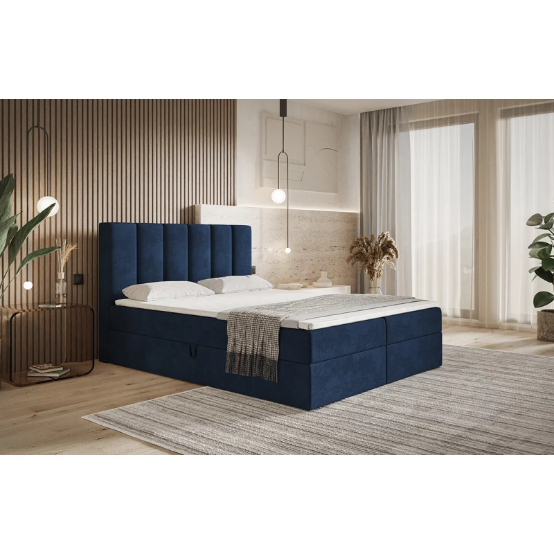 Boxspringová manželská posteľ BINDI 1 - 160x200, tmavo modrá