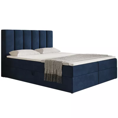 Boxspringová manželská posteľ BINDI 1 - 180x200, tmavo modrá + topper
