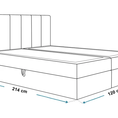 Boxspringová jednolôžková posteľ BINDI 1 - 120x200, tmavo modrá + topper