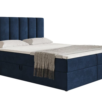 Boxspringová manželská posteľ BINDI 1 - 140x200, tmavo modrá + topper
