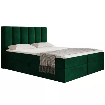 Boxspringová manželská posteľ BINDI 1 - 160x200, zelená + topper