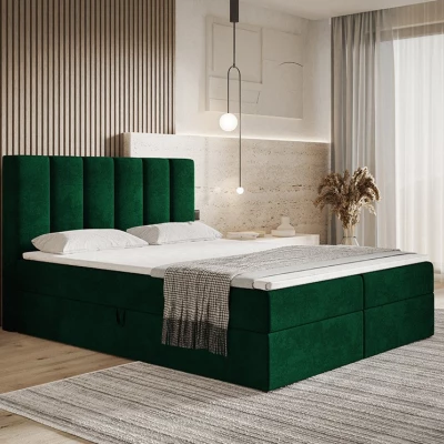 Boxspringová manželská posteľ BINDI 1 - 180x200, zelená + topper