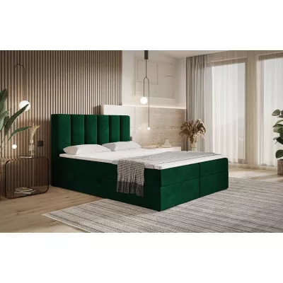 Boxspringová manželská posteľ BINDI 1 - 140x200, zelená + topper