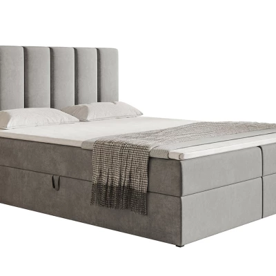 Boxspringová jednolôžková posteľ BINDI 1 - 120x200, svetlo šedá + topper