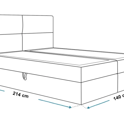 Boxspringová manželská posteľ CARLA 1 - 140x200, čierna + topper